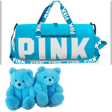Load image into Gallery viewer, Teddy Slippers with Duffel/Travel Bag

