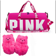 Load image into Gallery viewer, Teddy Slippers with Duffel/Travel Bag
