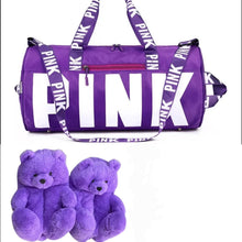 Load image into Gallery viewer, Teddy Slippers with Duffel/Travel Bag
