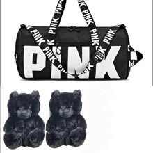 Load image into Gallery viewer, Teddy Slippers with Duffel/Travel Bag
