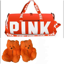 Load image into Gallery viewer, Teddy Slippers with Duffel/Travel Bag
