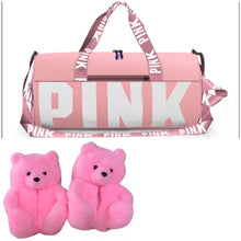 Load image into Gallery viewer, Teddy Slippers with Duffel/Travel Bag
