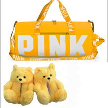Load image into Gallery viewer, Teddy Slippers with Duffel/Travel Bag
